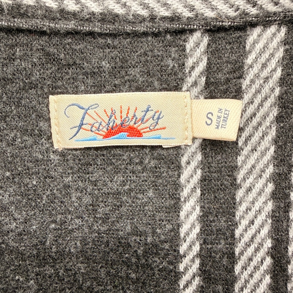 Faherty Plaid Flannel Womens Small Pre-Owned Button Up Shirt Black White LS Soft - Picture 3 of 10